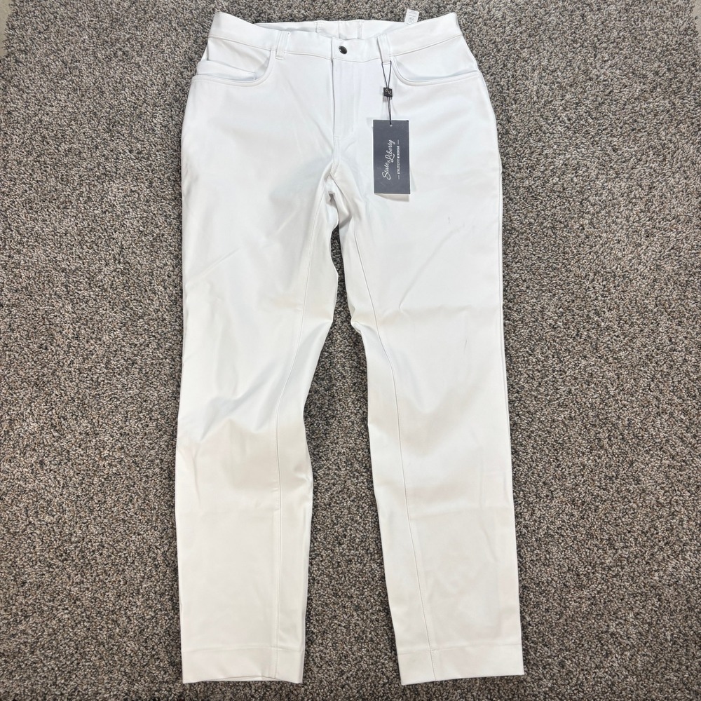State and Liberty Men's 34x30 Golf Pants Athletic Fit Stretch Tech Chino White